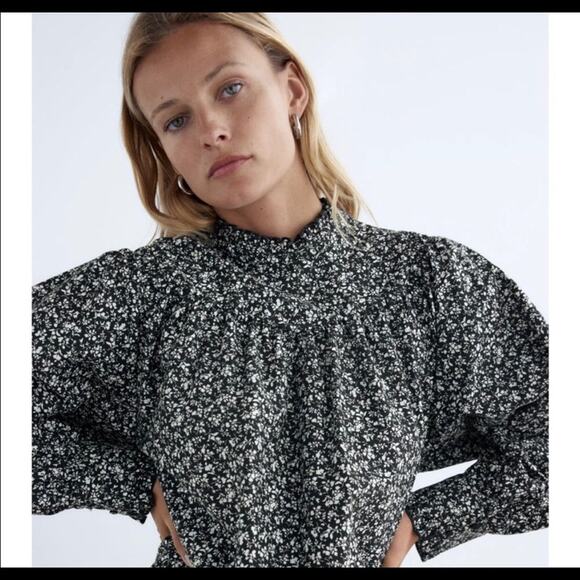 NWOT Zara Black White Printed Poplin Dress. - Picture 3 of 10